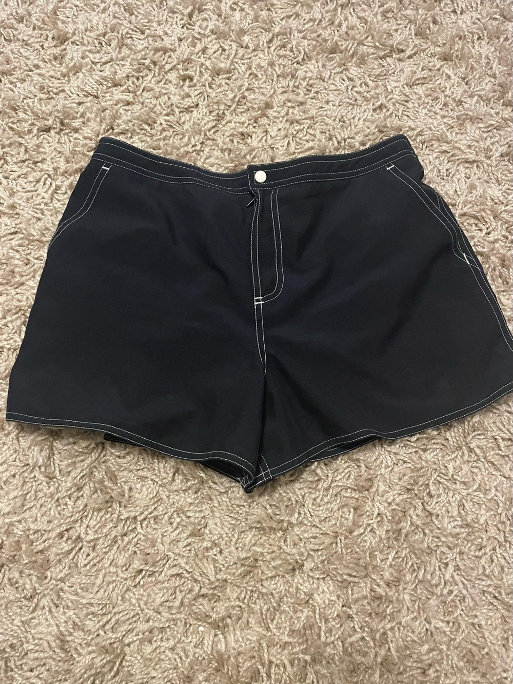Black Swim Shorts with Contrast Stitching
